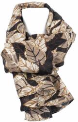  Átmeneti kendő sötétbarna levelek 50% pamut, 85 x 185