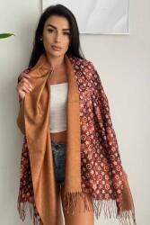  Női sál kétoldalas mintás-arany, 30% pamut Bordó
