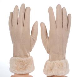  Női kesztyű szőrmés csuklórésszel, 30% pamut Bézs