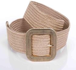  Elegáns öv, fonott, négyszög fém csattal, 26211 Bézs