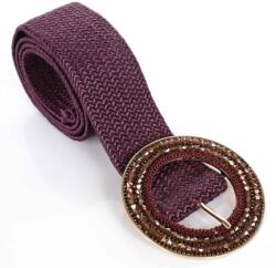  Elegáns öv, fonott, strasszos kör csattal, YD300 Lila