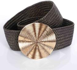  Elegáns öv, fonott, hullámos kör csattal Szürke