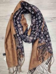  Női sál kétoldalas mintás-arany, 30% pamut Padlizsán