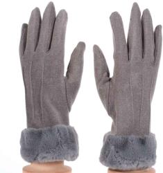  Női kesztyű szőrmés csuklórésszel, 30% pamut Szürke