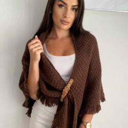  Női sál csattal, háromszög alakú, 40% gyapjú Barna