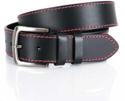  Marquis bőr öv fekete, piros varrás, normál csat 110 cm