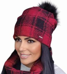  Női sapka és körsál komplett szett Kamea GAMBIT Piros