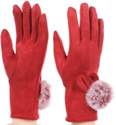  Női kesztyű szőrmebojttal 30% pamut Piros & Bordó