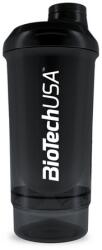 BioTechUSA Keverőpalack Wave+compact 500 ml(+150) fekete-füst
