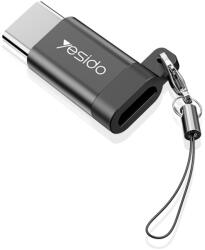 Yesido - OTG Adapter (GS04) - Micro-USB to Type-C, Plug & Play, 480Mbps - Fekete