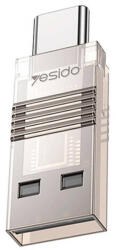 Yesido - Kártyaolvasó (GS21) - USB az Type-C-hez, TF kártya, 480Mbps - Átlátszó