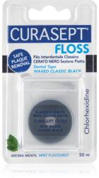 Curasept Dental Tape Waxed Classic Black bandă dentară cerată antibacterial Mint 50 m