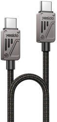 Yesido - Adatkábel (CA196) - Type-C to Type-C, Gyors töltés, 480Mbps, PD60W, CarPlay kompatibilis, cink ötvözet, 1.2m - Fekete