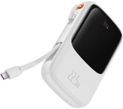 Baseus Qpow Pro Powerbank USB-C kábellel, USB-C, USB, 10000mAh, 22.5W, fehér (PPQD020102)
