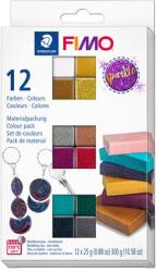 FIMO Gyurma, készlet, 12x25 g, égethető, FIMO "Effect Colours", 12 különböző csillámos szín (FM8013C124)