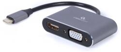 Gembird USB 2.0 Type C VGA/D-Sub + HDMI Átalakító Szürke 15cm A-USB3C-HDMIVGA-01 (A-USB3C-HDMIVGA-01)