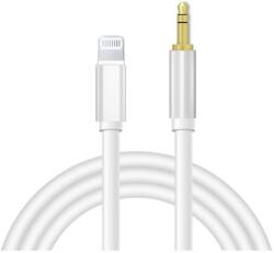 AUX átalakító kábel Lightning-ról 3, 5mm jack-re, 1 méter, ezüst-fehér (TB2439)
