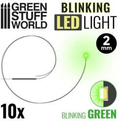 Green Stuff World Villogó vezetékes LED 2mm zöld 10 darabos csomag (GSW3651)