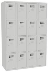 Malow George hegesztett öltözőszekrény, 16 rekesz, hengerzár, szürke/szürke