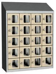 Malow Olaf hegesztett szekrény személyes tárgyakra áttetsző ajtóval, 20 box, hengerzár, szürke/elefántcsont