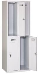 Malow Charles hegesztett, könnyített öltözőszekrény, 4 részes, hengerzár, szürke/szürke