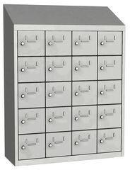 Malow Olaf hegesztett szekrény személyes tárgyakra, 20 box, hengerzár, szürke/szürke