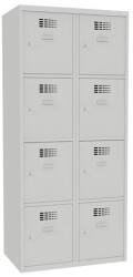 Malow Oliver hegesztett öltözőszekrény, 8 rekesz, hengerzár, szürke/szürke
