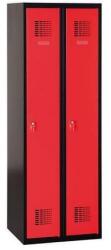 Malow Patrick hegesztett öltözőszekrény, 2 részes, hengerzár, fekete/piros