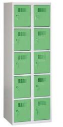 Malow Eric hegesztett, könnyített öltözőszekrény, 10 rekeszes, hengerzár, szürke/zöld