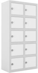 Malow Ben hegesztett szekrények személyes tárgyak számára, 10 rekesz, hengerzár, szürke/fehér