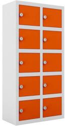 Malow Ben hegesztett szekrények személyes tárgyak számára, 10 rekesz, hengerzár, szürke/narancssárga