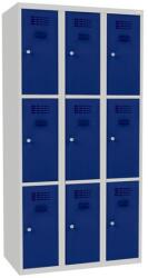 Malow Jeff hegesztett öltözőszekrény, 9 rekesz, hengerzár, szürke/sötétkék