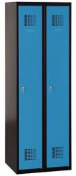 Malow Patrick hegesztett öltözőszekrény, 2 részes, hengerzár, fekete/világoskék
