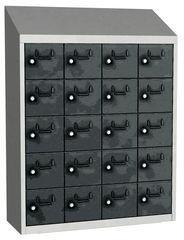 Malow Olaf hegesztett szekrény személyes tárgyakra, 20 box, hengerzár, szürke/antracit