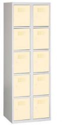Malow Eric hegesztett, könnyített öltözőszekrény, 10 rekeszes, hengerzár, szürke/bézs