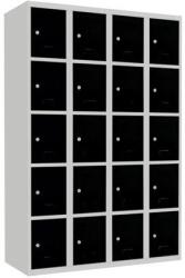 Malow Josh hegesztett öltözőszekrény, 20 box, hengerzár, szürke/fekete