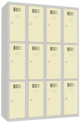 Malow Will hegesztett öltözőszekrény, 12 rekesz, hengerzár, szürke/bézs