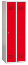 Malow Danny hegesztett öltözőszekrény, 2 részes, hárompontos zárral, szürke/piros