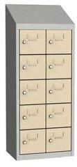 Malow Olaf hegesztett szekrény személyes tárgyakra, 10 box, hengerzár, szürke/elefántcsont