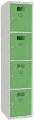 Malow Oskar hegesztett öltözőszekrény, 4 rekesz, hengerzár, szürke/zöld