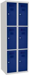 Malow Rob hegesztett öltözőszekrény, 6 rekesz, hengerzár, szürke/sötétkék