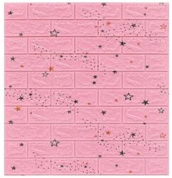 MACVI 20 db-os öntapadós 3D tapéta készlet, kívül puha habszivacs, modern dizájn bármilyen helyre alkalmas, vízálló, mérete 70x77, Macvi®, Pink Stars Brick Modell (20xTapet-54)