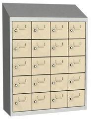 Malow Olaf hegesztett szekrény személyes tárgyakra, 20 box, hengerzár, szürke/elefántcsont