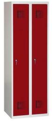 Malow Raphael hegesztett öltözőszekrény, 2 rekeszes, hengerzár, szürke/sötétpiros