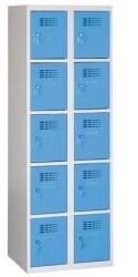 Malow Eric hegesztett, könnyített öltözőszekrény, 10 rekeszes, hengerzár, szürke/világoskék