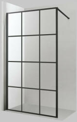 Viva Aqua Max WALK IN Zuhanyfal - FEKETE mintás - FEKETE profil - 8 mm NANO üveg - 80 x 200 cm