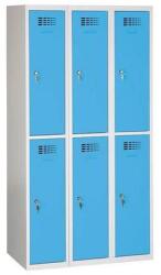 Malow Rafael hegesztett, könnyített öltözőszekrény, 6 részes, hengerzár, szürke/világoskék