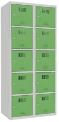 Malow Samuel hegesztett öltözőszekrény, 10 rekesz, hengerzár, szürke/zöld