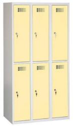 Malow Charles hegesztett, könnyített öltözőszekrény, 6 részes, hengerzár, szürke/bézs