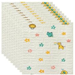 MACVI 100 db-os készlet Öntapadós 3D tapéta, kívül puha habszivacs, modern kialakítás bármilyen helyre alkalmas, vízálló, 70x77 méret, Macvi®, Animal World Brick Modell (100xTapet-56)